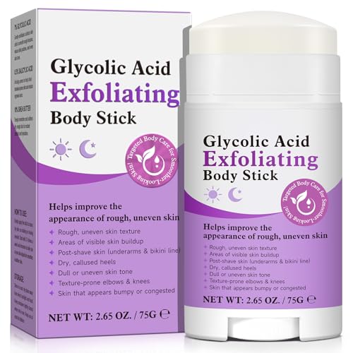Glycolic Acid Exfoliating Body Stick with 7% AHA & 0.5% BHA – Solid Body Exfoliator for Ro
