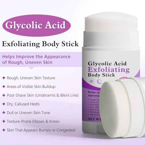 Glycolic Acid Exfoliating Body Stick with 7% AHA & 0.5% BHA – Solid Body Exfoliator for Ro