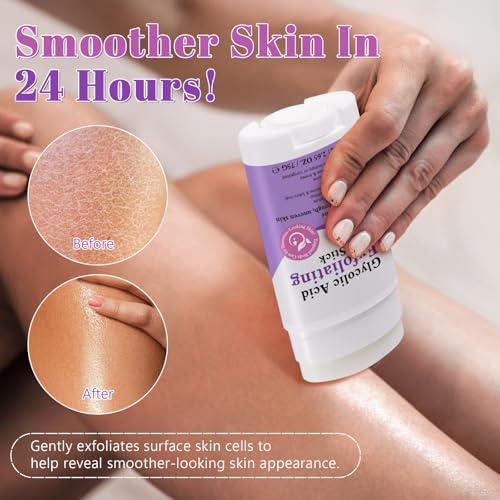 Glycolic Acid Exfoliating Body Stick with 7% AHA & 0.5% BHA – Solid Body Exfoliator for Ro