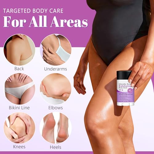 Glycolic Acid Exfoliating Body Stick with 7% AHA & 0.5% BHA – Solid Body Exfoliator for Ro