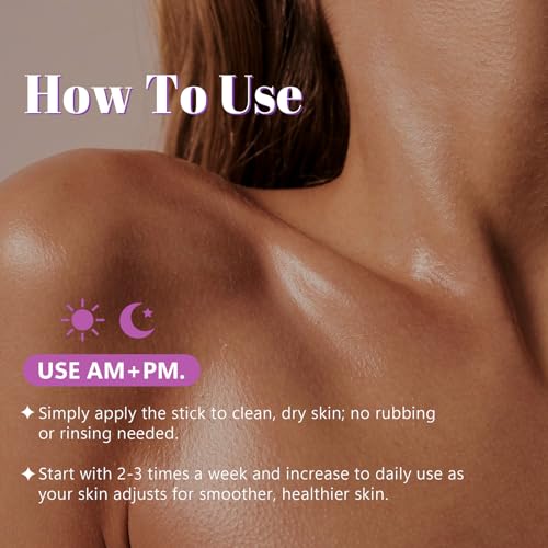 Glycolic Acid Exfoliating Body Stick with 7% AHA & 0.5% BHA – Solid Body Exfoliator for Ro