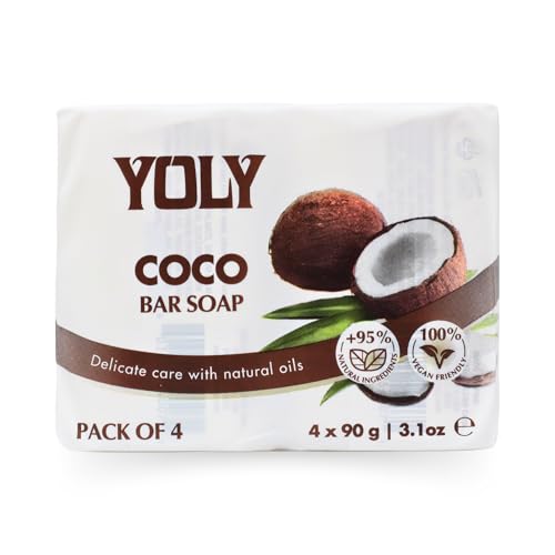 Coconut Bar Soap (90 g, Pack of 4) - 95% Natural, Vegan-Friendly Moisturizing Soap for Silky Smooth Skin