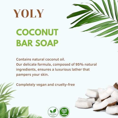 Coconut Bar Soap (90 g, Pack of 4) - 95% Natural, Vegan-Friendly Moisturizing Soap for Silky Smooth Skin