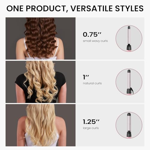 Rotating Automatic Curling Iron Set 3 Ceramic Barrels Long Hair