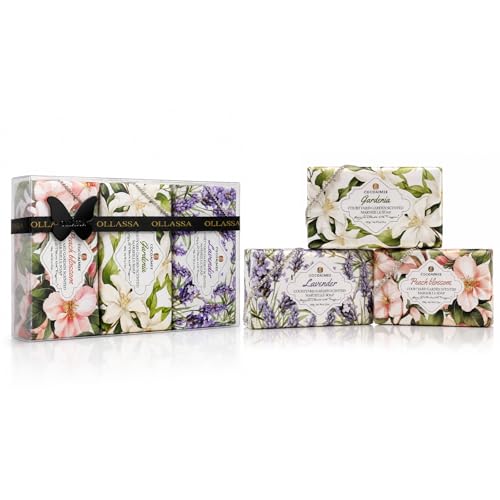 Floral Cold Process Soap Bars with Natural Oil 3 Bars