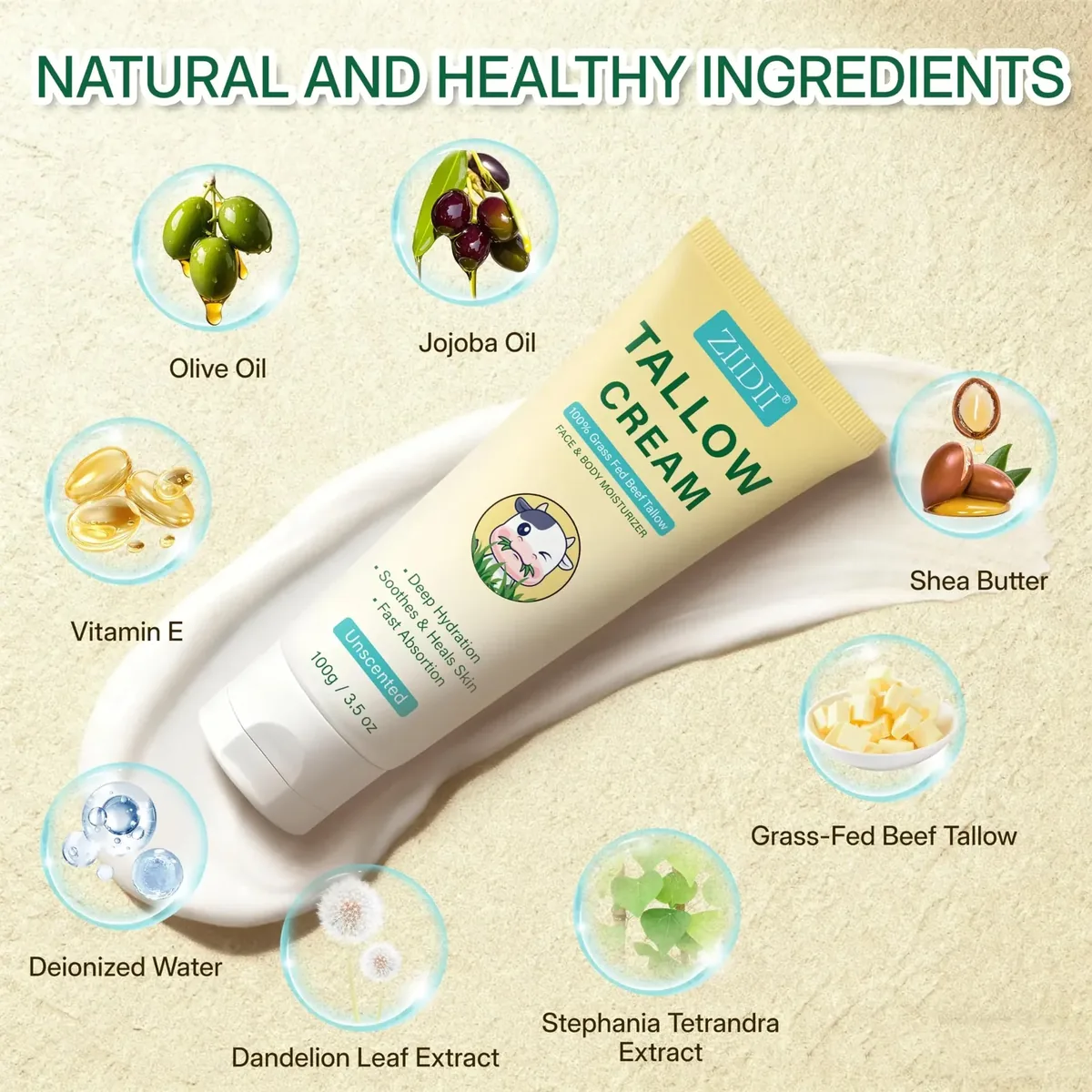 Whipped Grass Fed Beef Tallow Face Moisturizer